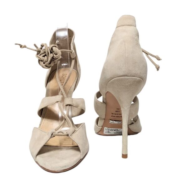 NWOB SCHUTZ Clove Suede Ankle Wrap Lace-Up Heels 10 - Picture 3 of 13